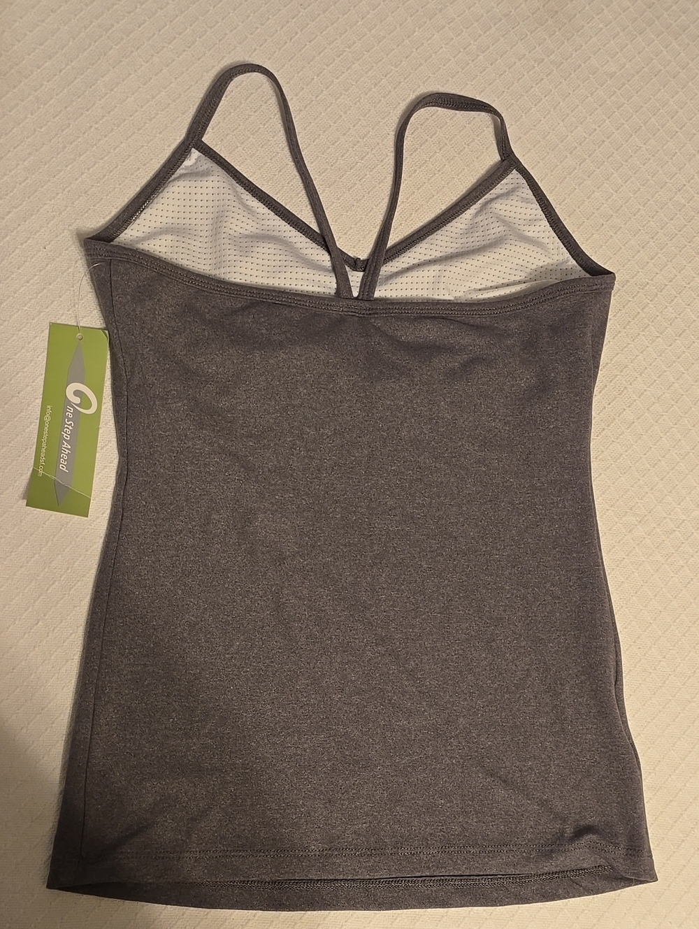 One Step Ahead Lattice Double Strap Cami Built-In Bra Gray L NWT